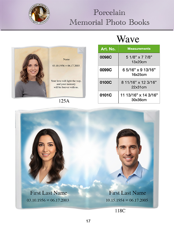 Porcelain Memorial Photo Books Wave